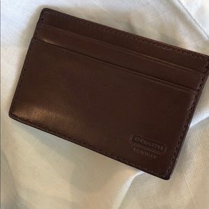Coach brown leather wallet money clip